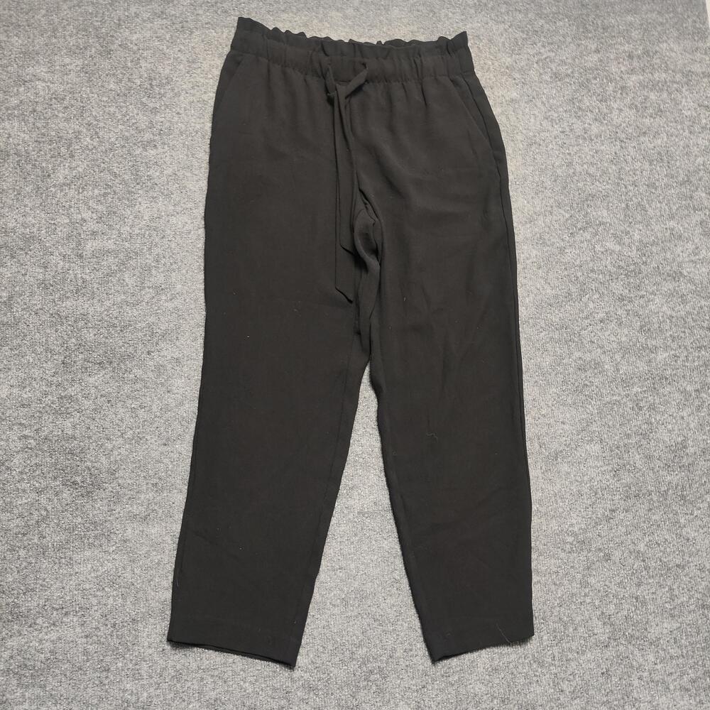 LOFT Pants Womens Small Black Crepe Ankle Pull On Elastic Waist Pockets Workwear